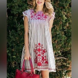Kate Spade Embroidered Striped Dress Women’s Size S